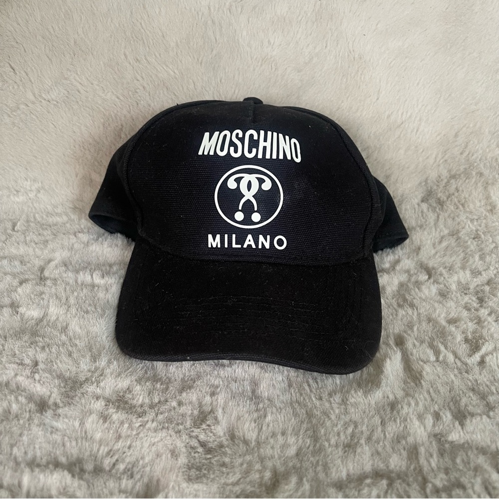 Moschino Black Logo Baseball Hat with Milano Emblem